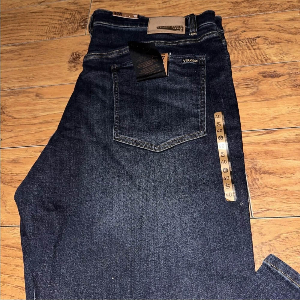 Mens Volcom Kinkade Regular Straight Fit Dark Blue Denim Jeans Size 40 - Picture 5 of 7